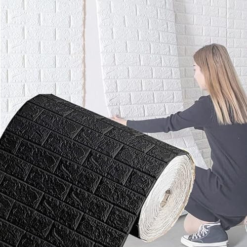 Bibykivn 3D Wandpaneele Selbstklebend 70 cm x 5 M - Tapete Steinoptik Tapete Ziegel, Wasserdicht Wandaufkleber Ziegelstein, Wandtapete für Küche Schlafzimmer, Wohnzimmer, Hintergrund TV