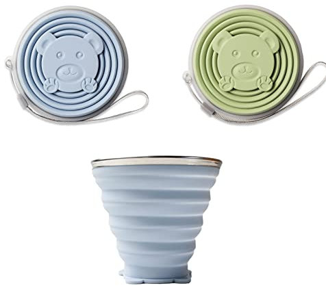 Tazas De Viaje Plegables Con Tapa De Sellado De PláStico Taza Plegable Vaso Plegable Silicona Fda Y Bpa Gratis Capacidad MáS Grande Para Picnic, Camping, Excursiones Al Aire Libre (270ml)
