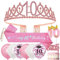 10. Geburtstag Mädchen 10 Jahre Geburtstagsdeko, 10. Geburtstagskrone und Birthday Schärpe,Rosa Diamant Krone Crown Geburtstag 10 Schärpe,Luftballons 10 Jahre,Kerze 10 Mädchen