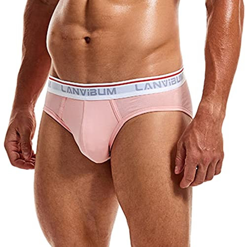 CEWIFO Intimo Uomo Slip Vita Bassa Slip Uomo Cotone Offerta Uomo Boxer Mutande da Uomo Costume Uomo Slip Mare Costume Uomo Piscina Slip Uomo Mutande Boxer Uomo Larghi Costume Uomo Slip Rosa L