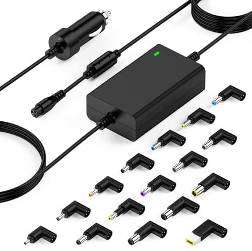 NEUE DAWN 90W Cargador Universal Portátil Coche para Lenovo IdeaPad ThinkPad Yoga, HP ProBook, Acer Spin, ASUS DELL Gateway Toshiba Samsung,12-24V Adaptador de Corriente Automóvil Ordenador Ultrabook