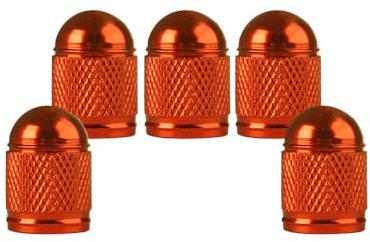 SENZEAL 5 Stück Ventilkappen Auto Bullet Typ Universal Reifenventilkappen Aluminium Autoreifen Ventilkappen Ventilschutzkappen für Auto Fahrrad Motorräder LKW SUV Orange