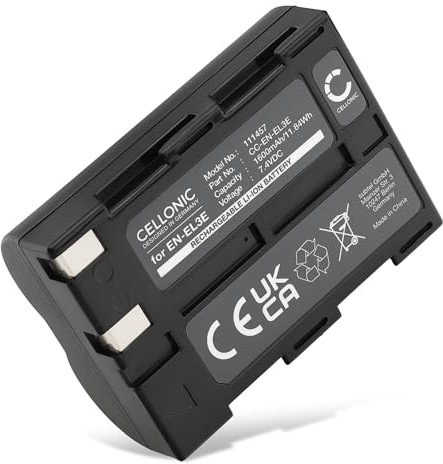 CELLONIC, Batterie pour Caméra, Compatible avec Nikon D50, en-EL3, D70, EN-EL3a, D70s, D100 (7.4V, 1600mAh)