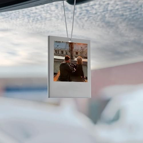 Pahdecor Cadre photo en acrylique personnalisé pour accrocher des photos, texte, voiture pour rétroviseur, accessoire pour la Saint-Valentin, cadeau d'anniversaire (sans parfum)