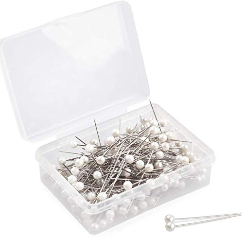 Stecknadeln, Kartenstecknadeln, 100 Stück, 0,4 cm, perlmuttfarbene Kugelkopfnadeln, gerade Stecknadeln, Nähnadeln für DIY-Näharbeiten