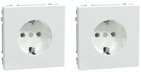Merten MEG2301-6035 Schuko Steckdose, Steckklemmen, Schutzkontaktsteckdose, System Design,Lotosweiß,Made in Germany (Packung mit 2)