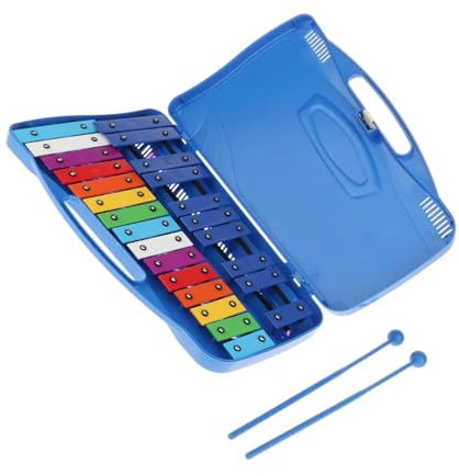 Professionelles Xylophon-Glockenspiel, 25-Noten-Schlaginstrument mit Koffer Glockenspiel Set (Color : Blue)