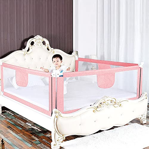 Willonin Barriere de Lit Enfants Barrière de Lit Portable Bébé Barrière de Sécurité de Lit Enfant Rail de Lit Anti-Chute pour Bébés,barrière de lit pour Enfants en Bas âge (Rose, 180cm)