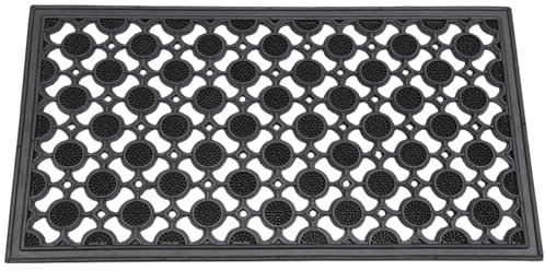 EDS Rubber Door Mat Heavy Duty Non-Slip Entrance Floor Door Mat Indoor & Outdoor mats for front door Dirt Scrapper Playground Garden Matting CIRCLE Design PACK OF (1)