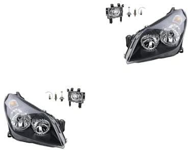 Johns, Scheinwerfer Satz Halogen Front passend für Opel Astra H 03/2004 - H7 H1 Links & Rechts + Nebelscheinwerfer + Leuchtmittel