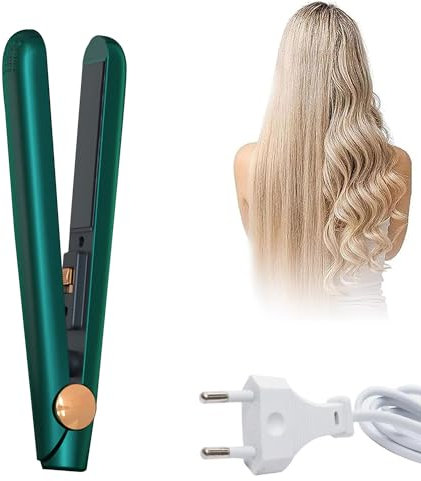 AOMiGT Planchas del Pelo, Plancha de pelo profesional, Plancha de pelo 2 en 1, Portable Hair Curler, Mini Travel Hair Straightener (verde)