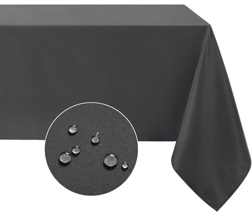 Softalker Abwaschbare Tischdecke 140 x 100 cm Grau Tischdecken Wasserdicht und Schmutzabweisend Tischwäsche aus 210 GSM Polyester Tischdecken Rechteckig für Abendessen, Party, Ramadan Festival