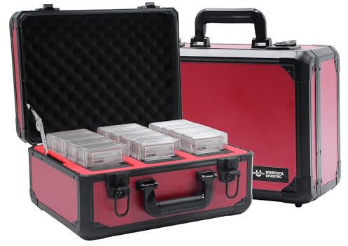 UHZBTEC Graded Card Storage Box; Durable Sports, PSA Card Storage Case- Trading Card Storage Box - PSA Slab Case For Top Loader (Red, 36.0x28.4x17.8 cm)