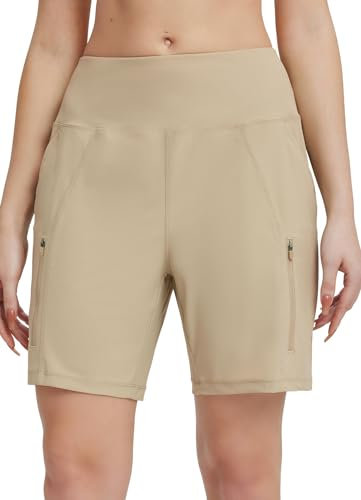 BALEAF MTB Shorts Damen Radhose Schnelltrocknend Fahrradhose Damen Mountainbike Shorts Outdoor Shorts Khaki M