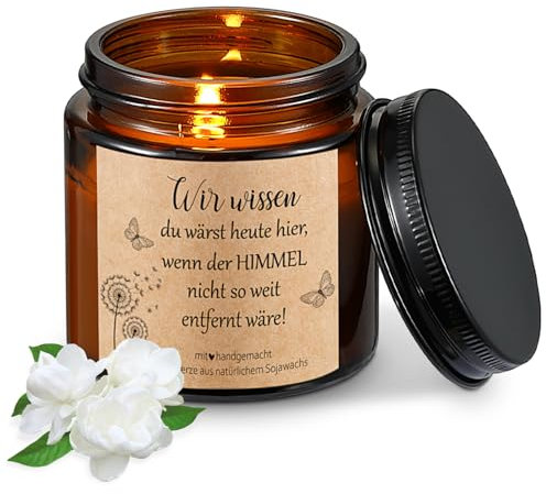 Sinmoe Trauerkerzen mit Spruch Kondolenzgeschenk Wir Wissen du Wärst Heute Hier Duftkerze im Glas Trostkerze aus Sojawachs Gedenkkerze Kondolenzkarte Umschlag für Verstorbene Lieblingsmensch Trauernde
