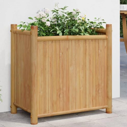 Homgoday Jardinière grillé pour jardin, jardinière, 50 x 30 x 50 cm, en bambou, jardinière, jardinière extérieure, jardinière pour balcon