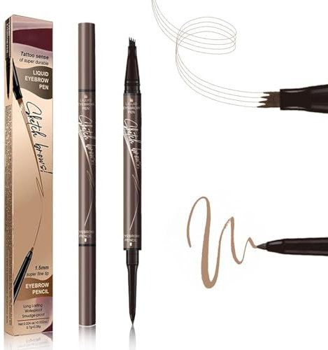 2 in 1 Magic 4 Spitzen Augenbrauenstift, 2024 Neuer Augenbrauenstift mit 4 Spitze Micros Kopf, Flüssiger Augenbrauen Microblading Stift Augenbrauenstift Konturstift Natürliche Augenbrauen Make-up