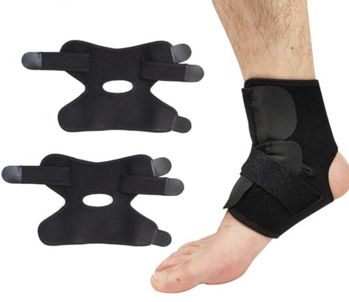 IKOPFLN 2 Stück Sprunggelenkbandage, Einstellbares Fußbandage, Flexible knöchelbandage, Ultradünn Fußgelenkbandage, Komfortabel, Rechte und Linke Fußgelenk, Damen und Herren (Schwarz)