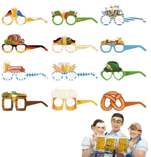 XQMMGO 24 Stück Oktoberfest Accessoires Partybrille, Oktoberfest deko, Festival brille, Poolparty deko, Hawaii Party Brillen, Papier Strand Party Brille