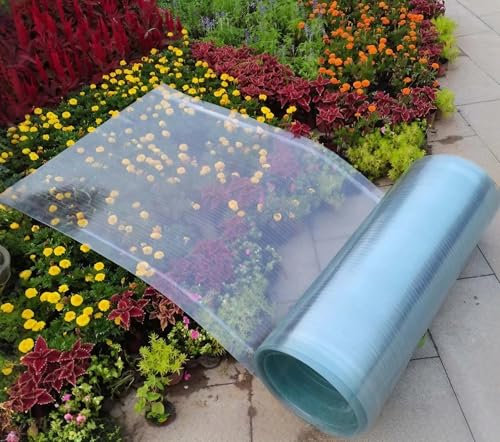Polycarbonatplatten Wellplatten Transparent, Transparent Gewächshaus Platten Sheets, Wetterfeste Platten für Außen, Fabrik, Gewächshaus, Terrasse, Garten, Flur, Stark und Stabil(WxL:1.5x3m)