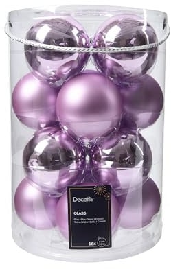 Kaemingk Weihnachtskugeln Glas 8cm 16 Stück - matt & glänzend - Große Christbaumkugeln Weihnachtsbaumkugeln für Weihnachten - Christbaumschmuck & Weihnachtsbaumschmuck - Helllila