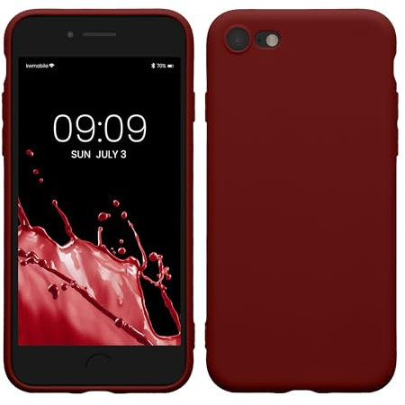 kwmobile Case Compatible with Apple iPhone SE (2022) / iPhone SE (2020) / iPhone 8 / iPhone 7 Case - Protective Slim TPU Phone Cover - Soft Matte Finish - Tawny Red