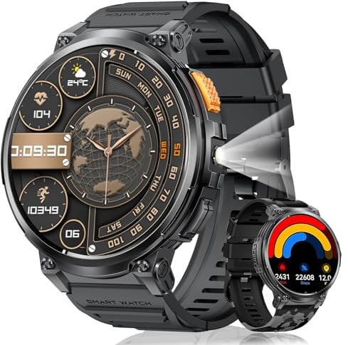 Yilitazaro Reloj Inteligente Hombre - 1.85'' Smartwatch Hombres con Llamadas Bluetooth, LED Linterna, Monitor de 24/7 Pulsómetro SpO2 Sueño, 120 Modos Reloj Deportivos Hombre, IP68 Resistente al Agua