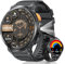Smartwatch Militare Uomo, Chiamata Bluetooth, 1,85 Pollici HD Rugged Silicone Nero Smart watch Impermeabile, Durata 40 Giorni, 120+ Modalità Sportiva, 24H Monitoraggio Cardiofrequenzimetro/SpO2/Sonno