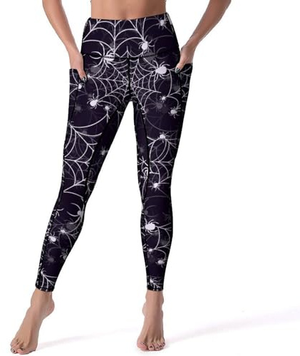 Leggings mit hoher Taille für Damen, Halloween, kreatives Spinnennetz, Spinnennetz, weiche Yogahose, Workout-Leggings mit Taschen