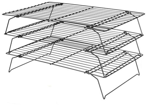 Syglitter 3 Etagen abkühlgitter,antihaftend,zusammenklappbar Kühlablage,Küche Backen Zubehör für Gebäck, gebackene Kuchen, Muffins, Kekse und Biskuit,40 x 25 cm