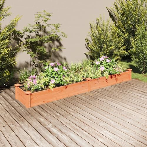 Xichuzi Hochbeet mit Einsatz Braun 240x45x25 cm Massivholz Tanne, Palettenrahmen, Hochteich, Gemüsebeet, Kräuterregal Balkon, Blumenbeet, Kräuterspirale, Tomatenbeet, Pflanzhochbeet - 364296