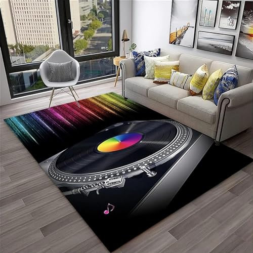 Vintage-Vinyl-Musikplatte Gedruckter Teppich 3D Wohnzimmer Teppich Schlafzimmer Teppich Bereich Teppich Heimdekoration Teppich Bodenmatte Große Fläche Anti Rutsch Teppich 200 X 300 cm -85061353198439