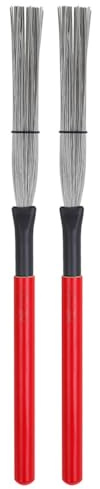 2 Stück Trommelbürsten, mehrfarbig, Musik-Hilfsmittel für Anfänger, Cajon-Stick-Instrumenten-Zubehör, Drahtbürsten, Jazz-Sticks, Rot