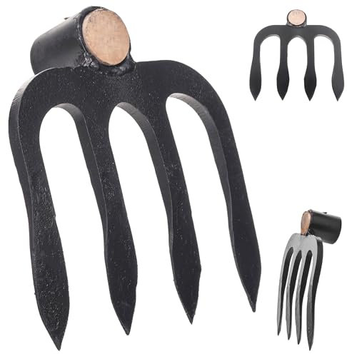 KADAX Kartoffelhacke mit 4 Zinken, Gartenhacke aus geschmiedetem Stahl, Dunghacke für Gartenarbeit, Gartenwerkzeug, Hacke für Garten (ohne Stiel)