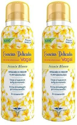Vagisil Esencias Delicadas, Desodorante Íntimo Para Mujer, Frescor Duradero, Hipoalergénico, Respeta El Ph De La Piel, Jazmín Blanco, 125 ml (Paquete de 2)