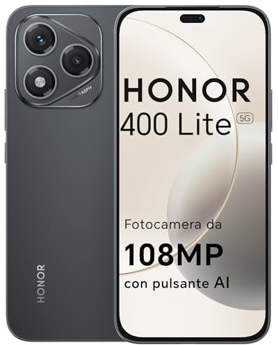 HONOR 400 Lite Smartphone 5G, 5230 mAh, 8GB RAM 256GB Memoria Dual SIM NFC, 6.7 Pouce AMOLED Eye-Care Display, 108MP avec Bouton AI Téléphone Android 15, Velvet Black