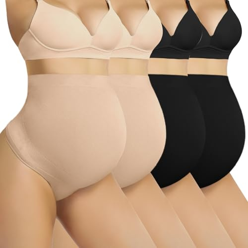 SAYCELI String de maternité sans couture pour femme, vêtement gainant de grossesse sur le ventre, culotte de soutien du ventre enceinte, Medium