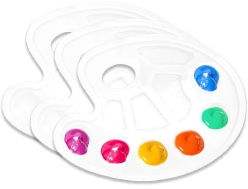 Daryunk 3pcs 10 Hole Plastic Paint Tray Palette, Used for Watercolor, Oil Painting, and Watercolor Painting, Artists, DIY Crafts, and Party Supplies for Painting, White