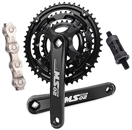 Bike Guarnitura, Guarnitura conica quadrata per mountain bike da 170 mm, corona tripla rotonda da 28-38-48 denti, guarniture MTB, pedivelle a 6/7/8/9/10/11 velocità, catena con movimento centrale