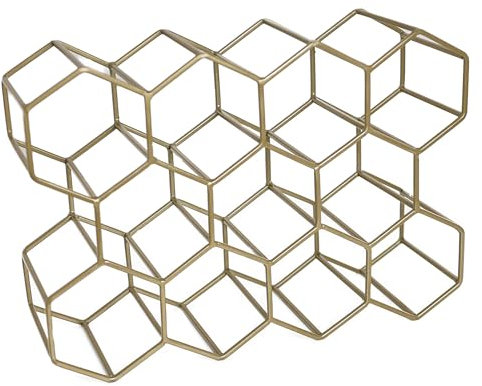 DIVCHI Wine Rack 11 Bottle Holder No Need Assembly Modern Metal Wire Wine Storage for Countertop Table Top Coffee Bar & Kitchen | Champagne Racks | Beer Stand (Gold)