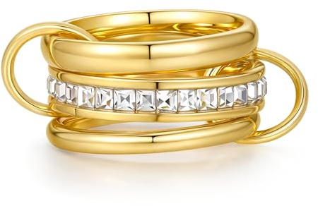 YeGieonr Stapelringe Gold – 14K Vergoldete Ringe Edelstahl, Waterproof Gold Ring Stack, Damen Jewelry Schmuck für Women's Rings