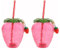 ASIAD 2 Pack Drinking Cup with Lid and Straw Lovely Strawberry Tumbler Mug Plastic Water Bottle Resuable Cold Beverage Mug Jar for Summer Pool Tropical Party Supplies,Pink
