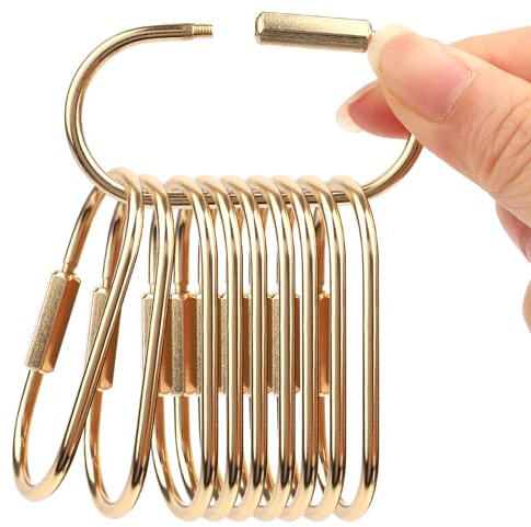 Tinoaly 10 Pièces Porte-Clés Laiton, Mousqueton Doré avec Vis de Verrouillage Sécurisé Porte Clé Doré pour Hommes Femmes Sacs Étiquettes Bagages Clips de Collier pour Animaux Compagnie