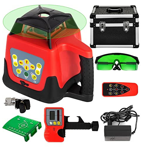 360° Rotary Laser Level Kit with 500m Range, Self-Leveling for Accurate Outdoor Construction Measurements