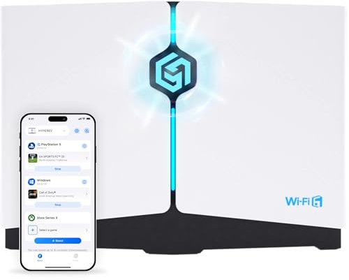 Gaming WLAN Router – als Gaming-Beschleuniger mit 3 Monaten GearUP VIP Boost – WiFi 6, Dual-Band 5GHz 2.4GHz, 2402 Mbps – für PS5 Xbox Steam Deck PC – geeignet für Deutschland mit Deutscher Anleitung