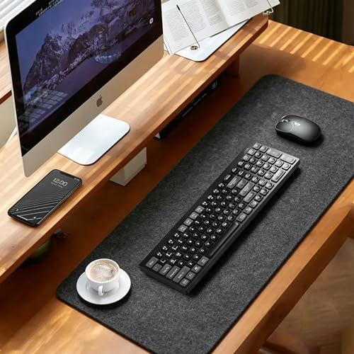 Yokuni Schreibtischunterlage Filz, 100x40cm Rutschfeste Desk Mat, Office-Desktopschutz, Schweigen Filz Mauspad Groß, Schreibtischmatte für Büro & Zuhause