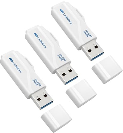 LinkMore Clef USB 64 Go Lot de 3 (NR G03) Clé USB 3.2 64 GB, USB Flash Drive USB 3.0,Vitesse de Lecture jusqu'à 100 Mo/s