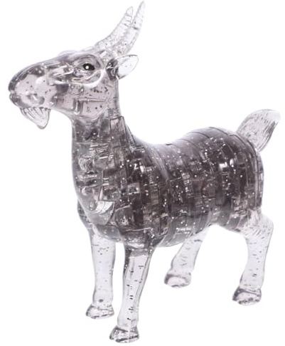 VICASKY Goat Crystal Decoration 3D Jigsaw Puzzle Grey Crystal Glass Ornament Self-Assembly Animal Display for Home Office Wine Cabinet Gift