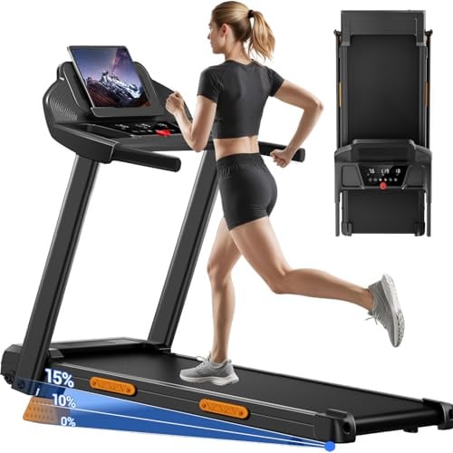 UMAY Laufband für Zuhause Klappbar mit Steigung | Laufbänder 12KM/H, Treadmill for Home mit 3,0-PS-Motor und LED-Anzeige, Max Belastung 136KG, Einfacher Aufbau