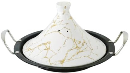 Royal Swiss Tajine 34 cm - Acciaio inossidabile con coperchio in ceramica e valvola a vapore, induzione e tutti i piani cottura, risparmio energetico, lavabile in lavastoviglie, pentola tradizionale
